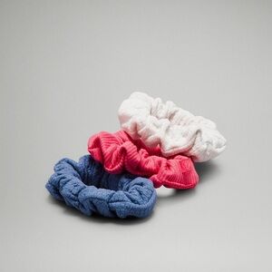Lululemon Uplifting Scrunchies *3 Pack, Nimbus/Glaze Pink/Oasis Blue- NWT